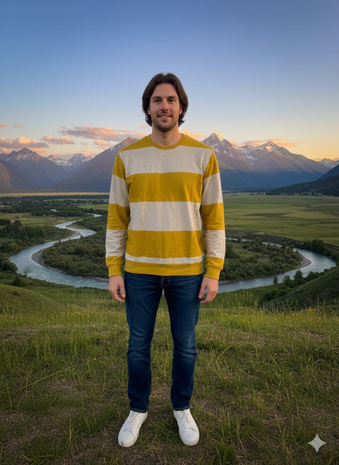 Selected Homme Men's Mustard & White Blouse  | Selected Homme In Lebanon