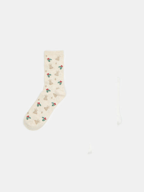 Sinsay Women's Beige Chrisms Vibes Socks| Sinsay in Lebanon