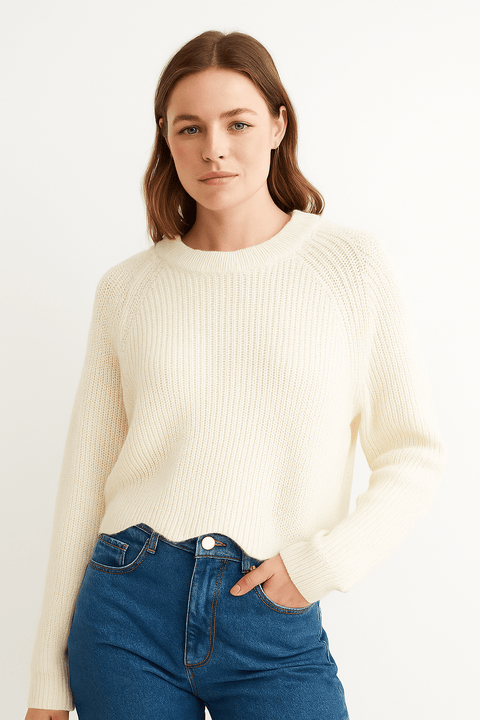 Zabaione Women's White Knitted Sweater | Zabaione In Lebanon
