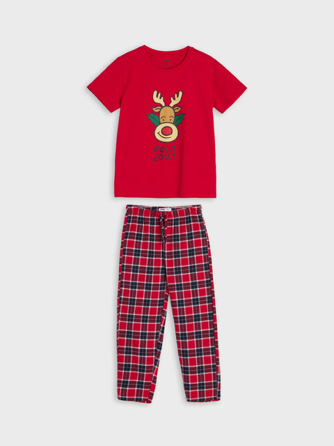 Sinsay Boy's Red & Black Checkered Bottom Pajama Set | Sinsay In Lebanon