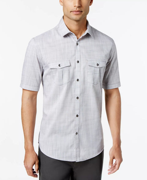 Alfani Men's Military Soil Warren Textured Short Sleeve Shirt | Alfani In Lebanon