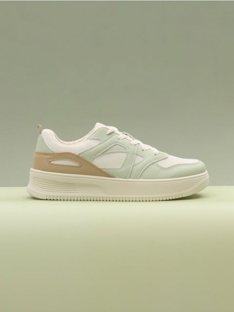 Sinsay Women's White & Pale Green Low Top Sneakers|Sinsay In Lebanon