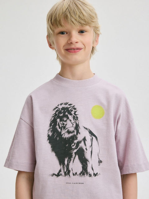 Reserved Boy's Light Purple Printed Oversized T-shirt|Reserved In Lebanon