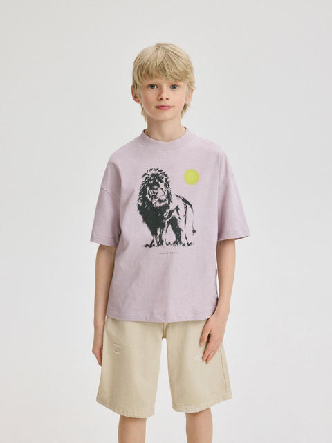 Reserved Boy's Light Purple Printed Oversized T-shirt|Reserved In Lebanon
