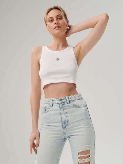 Sinsay Women's White Crop Top With Embroidery Detail | Sinsay In Lebanon