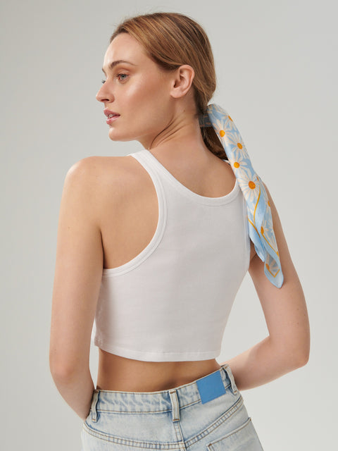 Sinsay Women's White Crop Top With Embroidery Detail | Sinsay In Lebanon