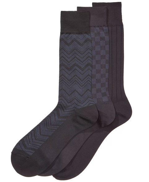 Perry Ellis Portfolio Men's Navy 3-Pk. Microfiber Patterned Socks | Perry Ellis Portfolio in Lebanon