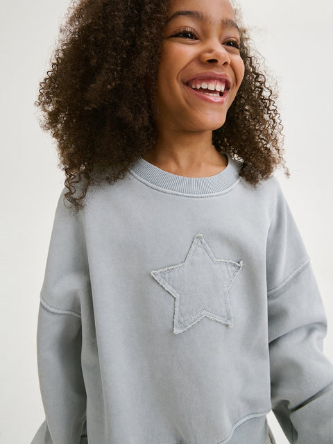Reserved Girl's Light Grey Star Motif Sweatshirt | Reserved In Lebanon