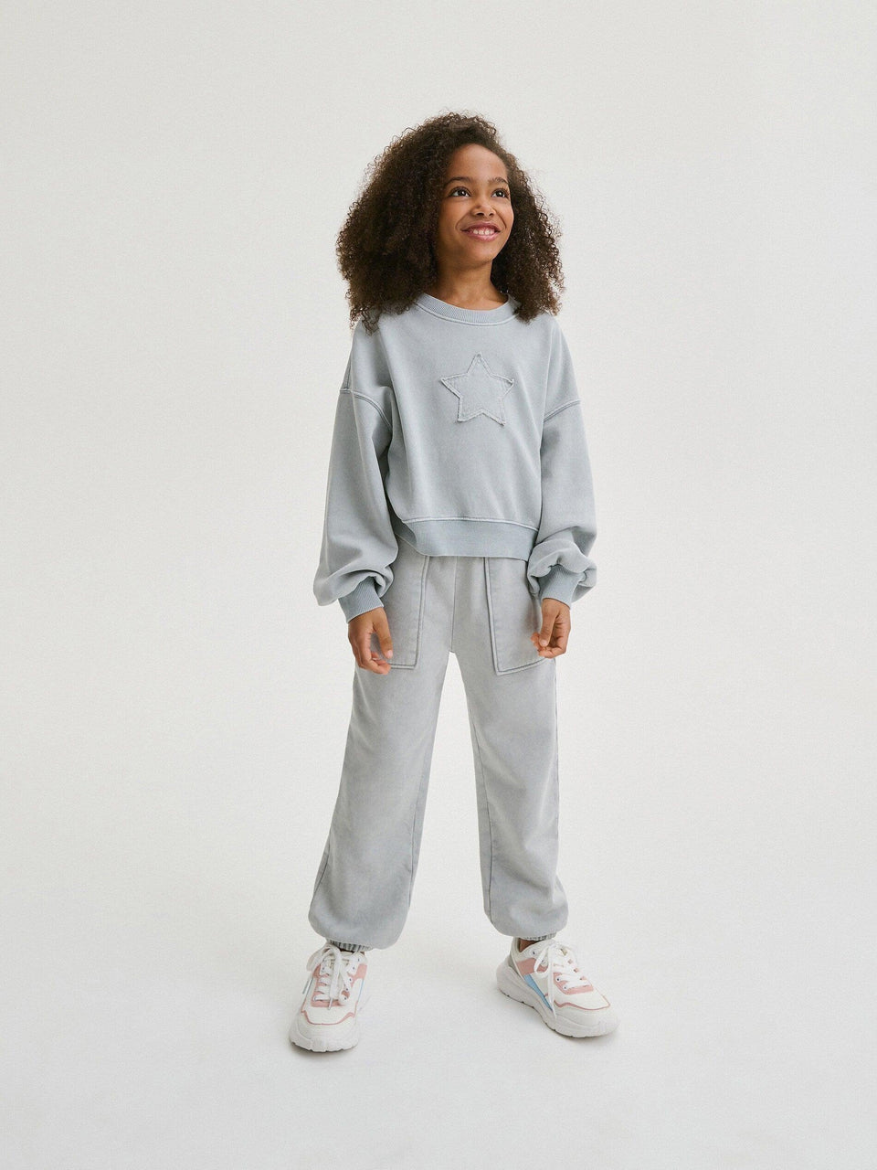 Reserved Girl's Light Grey Star Motif Sweatshirt | Reserved In Lebanon