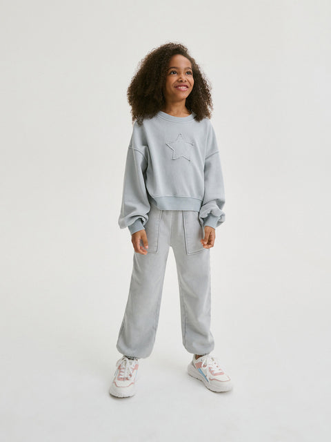 Reserved Girl's Light Grey Star Motif Sweatshirt | Reserved In Lebanon