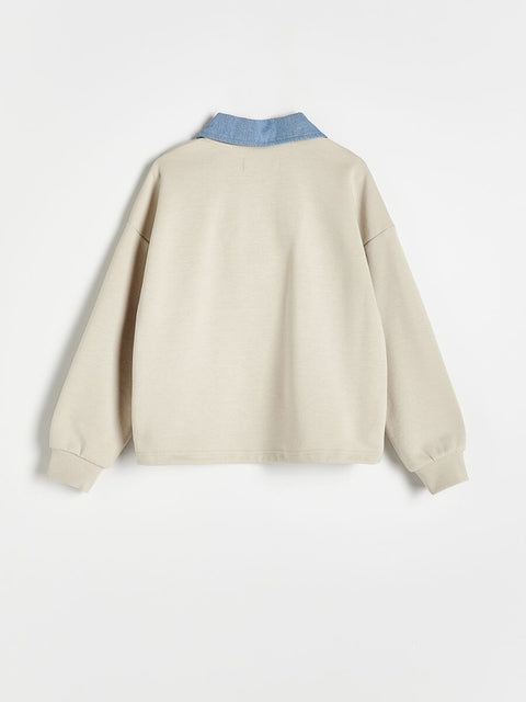 Reserved Girl's Beige & Blue 1/4 Zip Sweatshirt | Reserved In Lebanon