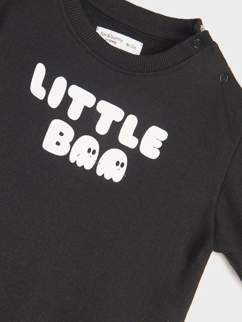 Black shirt with 'LITTLE BAR' text on a white background