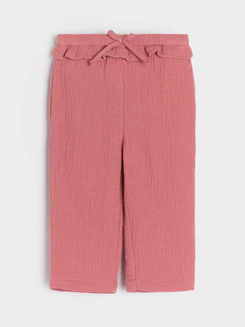 Sinsay Baby Girl's Powder Pink Cotton Muslin Trousers | Sinsay In Lebanon
