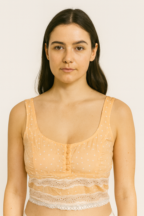 Forever 21 Women's Peach Polka Dot Sleeveless Crop Top  |Forever 21 In Lebanon