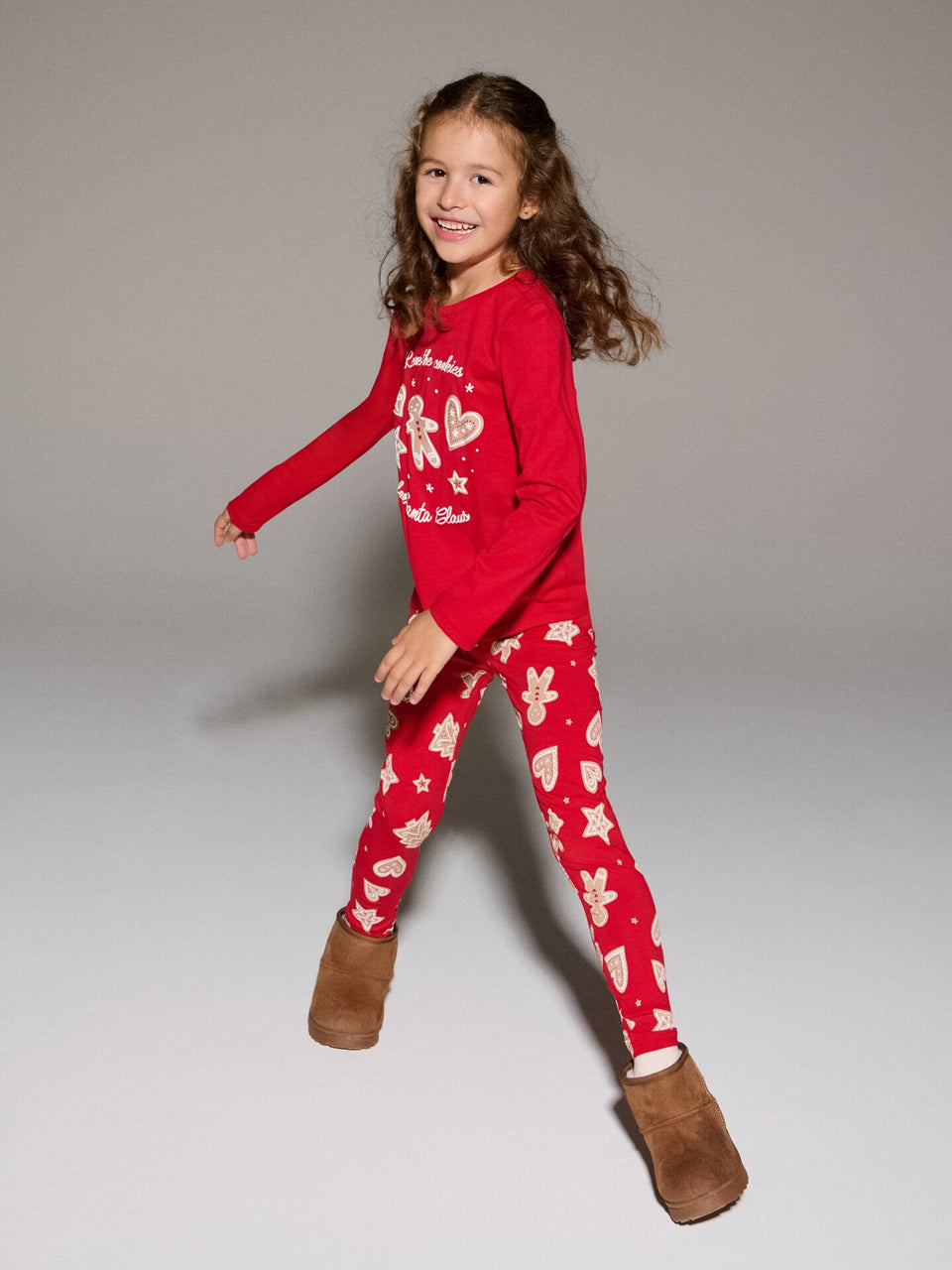 Sinsay Girl's Red Leggings With A Festive Christmas Print