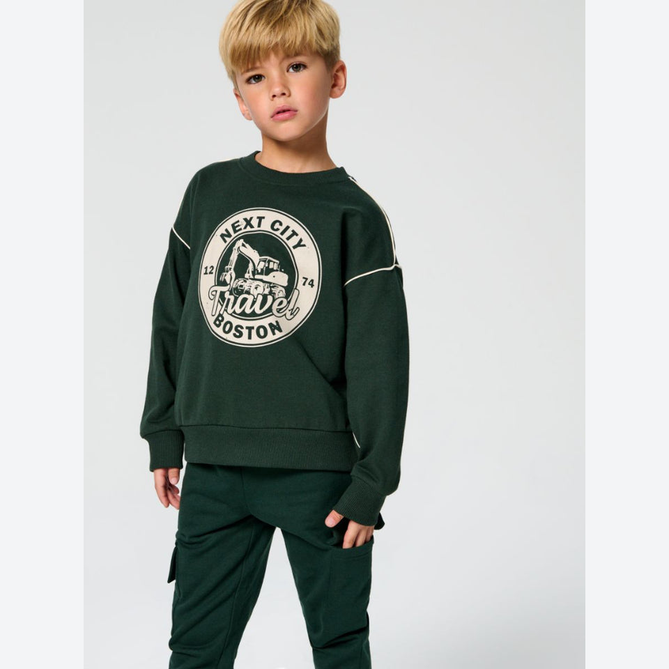 Sinsay Boy's Dark Green Fleece Cargo Sweatpants