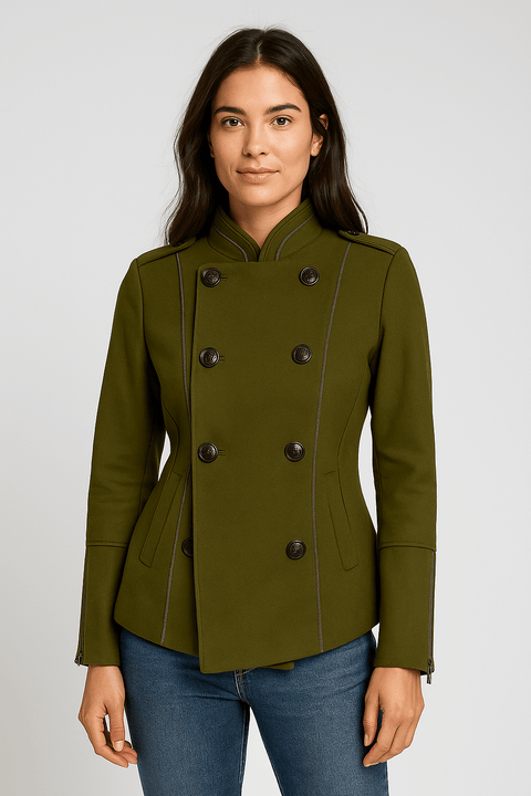 Only Women's Army Green Double Breasted Coat | Only In Lebanon