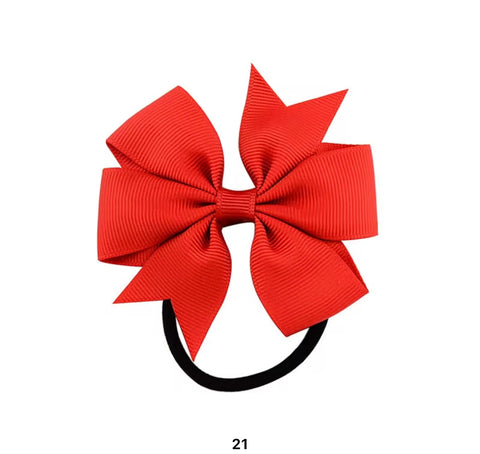 Ribbed bow candy color scrunchie