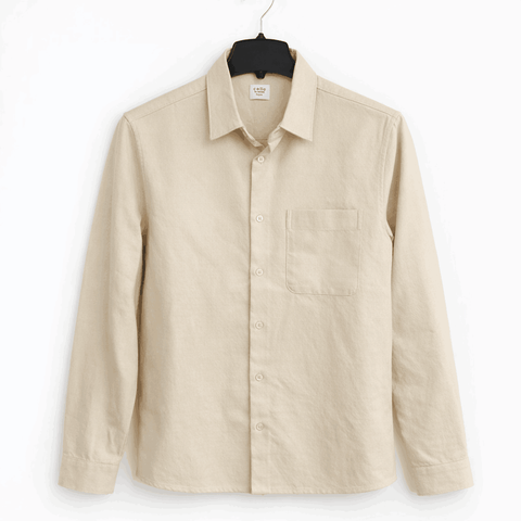 Celio Men's  Beige Fit Solid Long Sleeve Casual Shirt | Celio in Lebanon