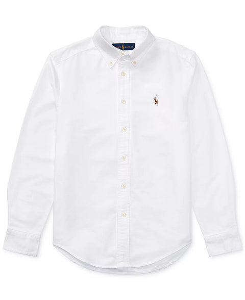 Polo Ralph Lauren  Boy's White Embroidered Pony Logo Cotton Oxford Shirt | Polo Ralph Lauren  in Lebanon