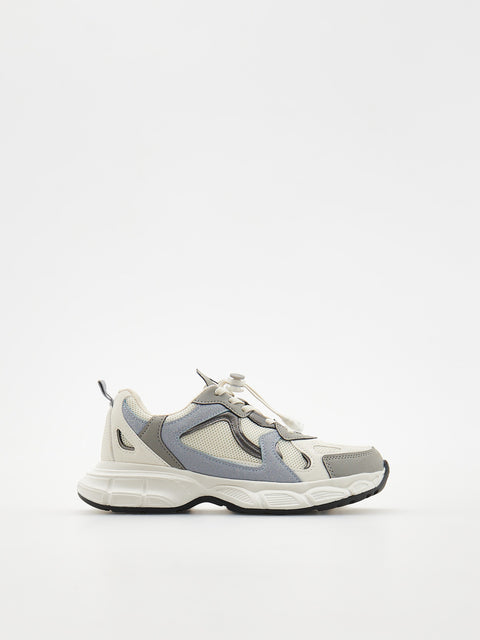 White and gray sneaker on a white background