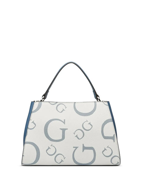 Guess Los Angeles Women's Off White & Blue Typography Structured Hand Bag | Guess In Lebanon