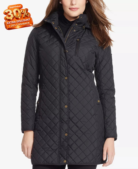 Lauren Ralph Lauren Women's Black hooded  Quilted Jacket | Lauren Ralph Lauren In Lebanon