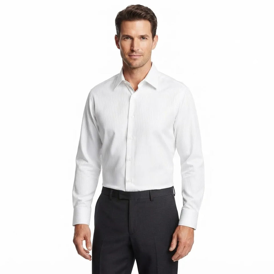 Reaction Kenneth Cole Men's White Striped Long-Sleeve Dress Shirt