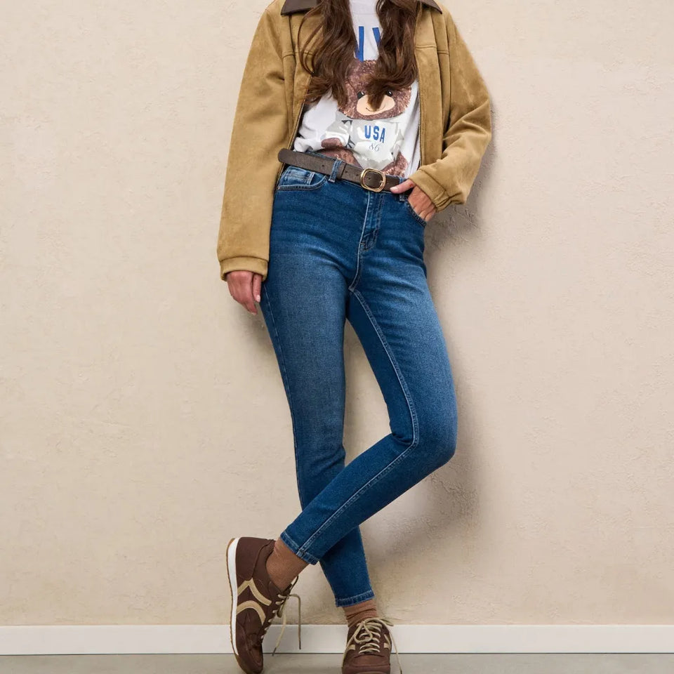 Sinsay Women's Navy Denim Straight Fit Jeans