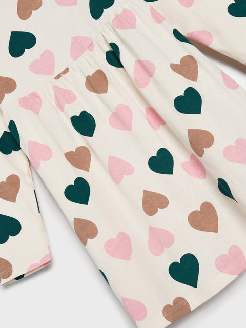 Sinsay Girl's Off White Gathered Dress With Heart Print | Sinsay In Lebanon