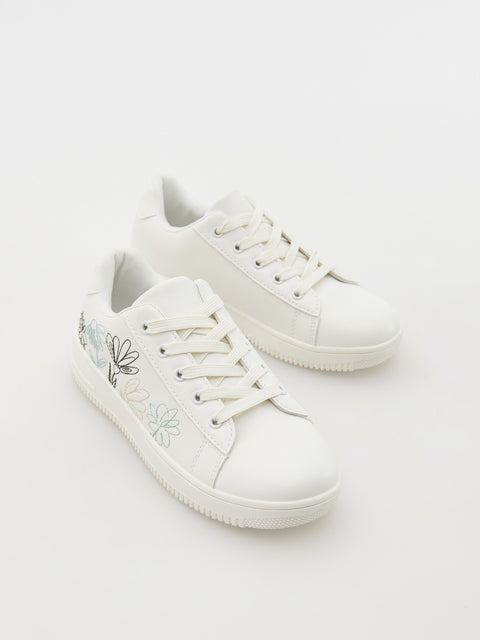 Reserved Girl's White Sneakers With Floral Embroidery | Reserved In Lebanon