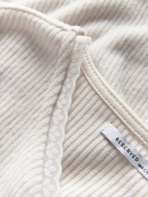 Reserved Baby Girl's Light Beige V-Neck Lace-trim Long Sleeve Blouse | Reserved In Lebanon