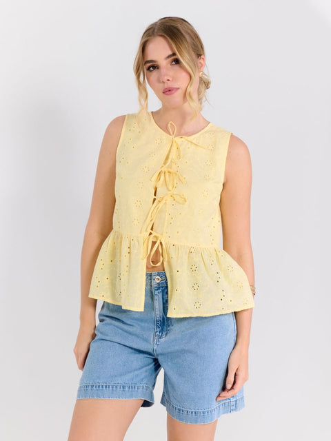 Sinsay Women's Yellow Sleeveless Blouse With Ties | Sinsay In Lebanon