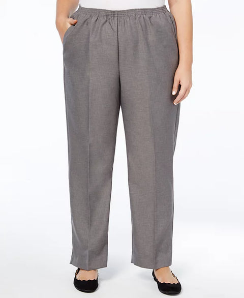 Alfred Dunner Women's Grey Classic Pull-On Straight-Leg Average Length Pants | Alfred Dunner In Lebanon