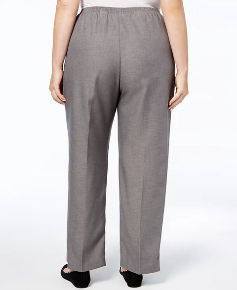 Alfred Dunner Women's Grey Classic Pull-On Straight-Leg Average Length Pants | Alfred Dunner In Lebanon