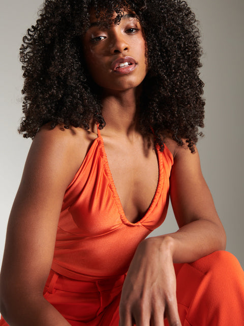 Sinsay Women's Orange Crop Top With Tie Detail | Sinsay In Lebanon