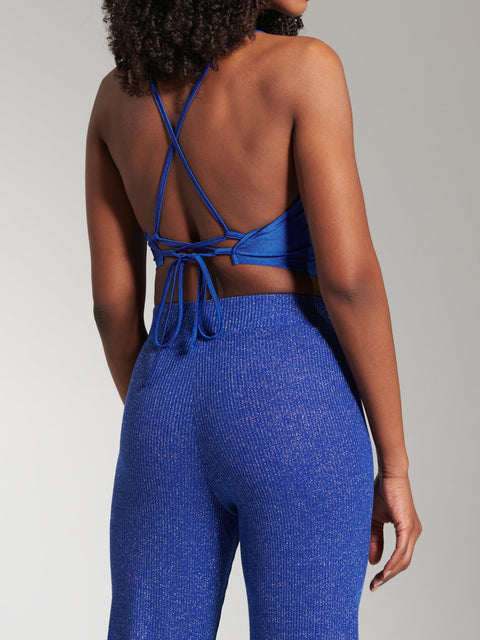 Sinsay Women's Blue Strapless Crop Top With Asymmetric Hem | Sinsay In Lebanon