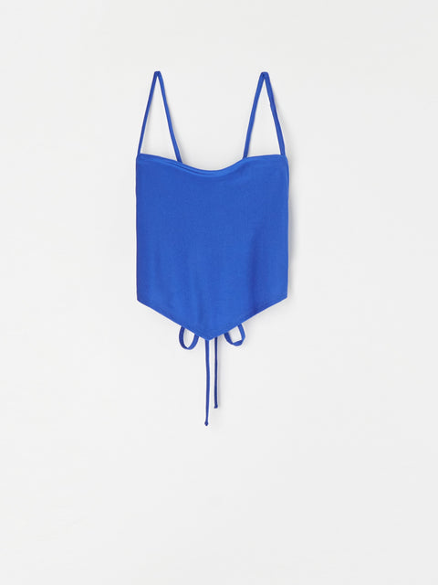 Sinsay Women's Blue Strapless Crop Top With Asymmetric Hem | Sinsay In Lebanon