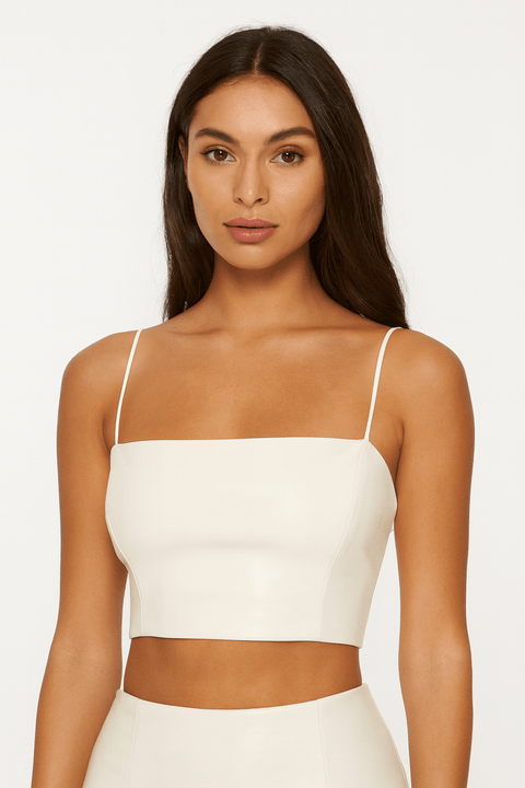 Miss Selfridge Women's Beige Sleeveless Crop-Top ANF2738