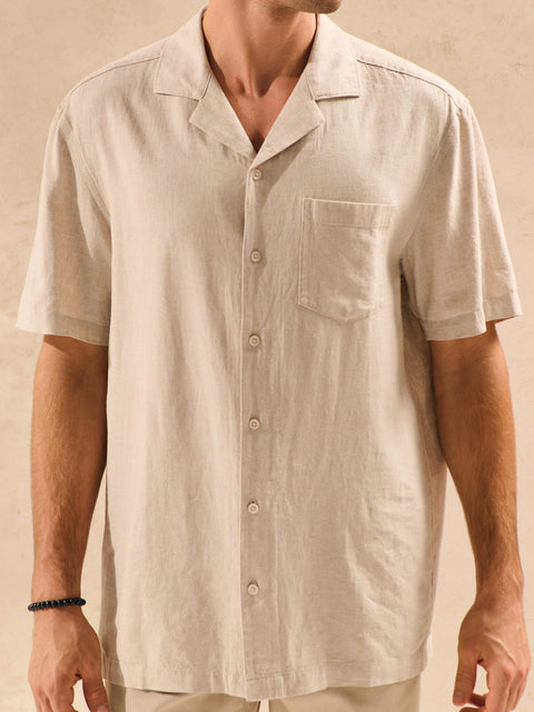 Sinsay Men's Beige Linen Blend Shirt | Sinsay In Lebanon