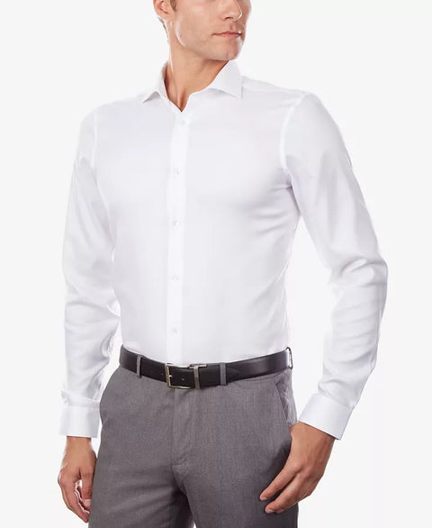 Calvin Klein Men's White Steel+ Slim-Fit Non-Iron Stretch Performance Dress Shirt | Calvin Klein In Lebanon