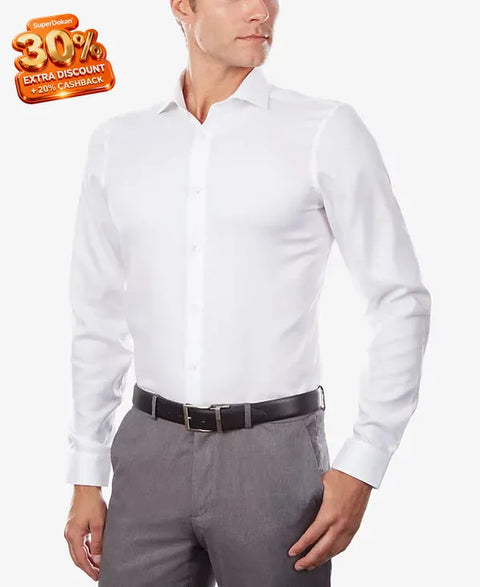 Calvin Klein Men's White Steel Slim-Fit Non-Iron Stretch Performance Dress Shirt | Calvin Klein In Lebanon