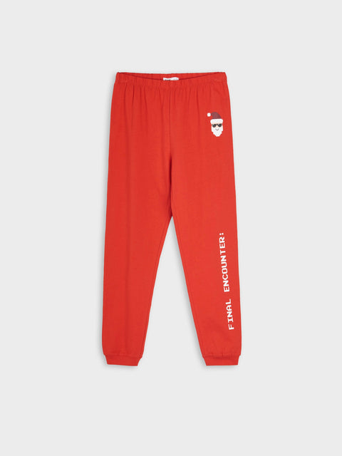 Sinsay Boy's Gray & Red Santa Print Christmas Cotton Pajama Set | Sinsay In Lebanon