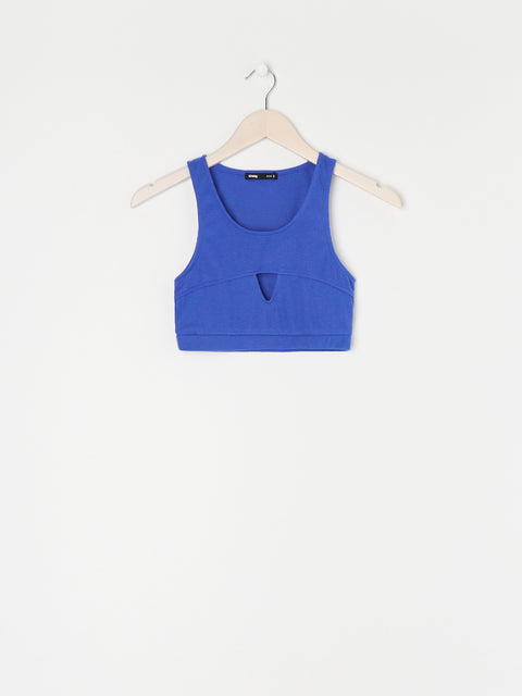 Sinsay Women's Dark Blue Rib Knit Crop Top | Sinsay In Lebanon