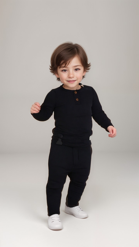 POMPdeLUX Baby Boy's Plain Navy Cotton Set | POMPdeLUX In Lebanon