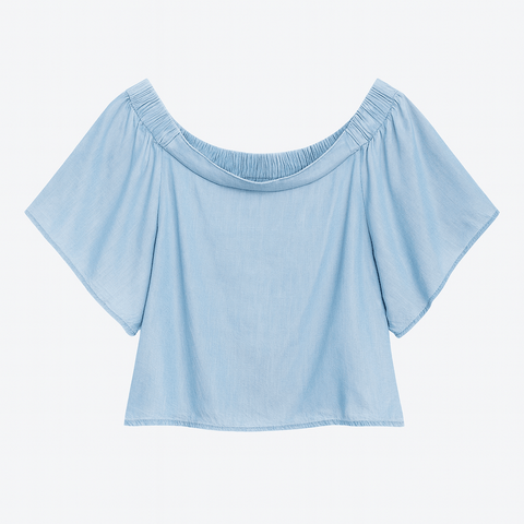 Mango Women's Blue Off-Shoulder Denim Top| Mango in Lebanon