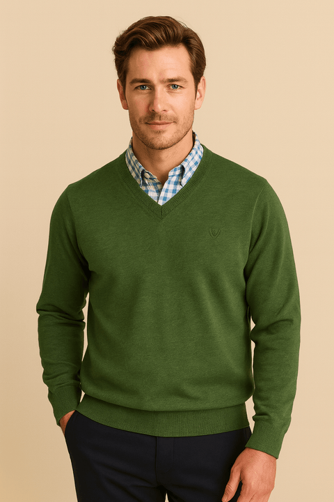 Dunmore Men's Green V Neck Blouse | Dunmore In Lebanon