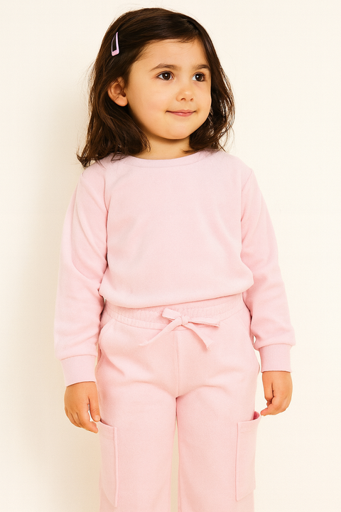 Epic Threads Girl's Light Pink Fleece Cropped Wide-Leg Sweat pant | Epic Threads In Lebanon