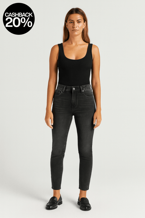 Forever 21 Women's Washed Black Regular Fit Jeans | Forever 21 In Lebanon