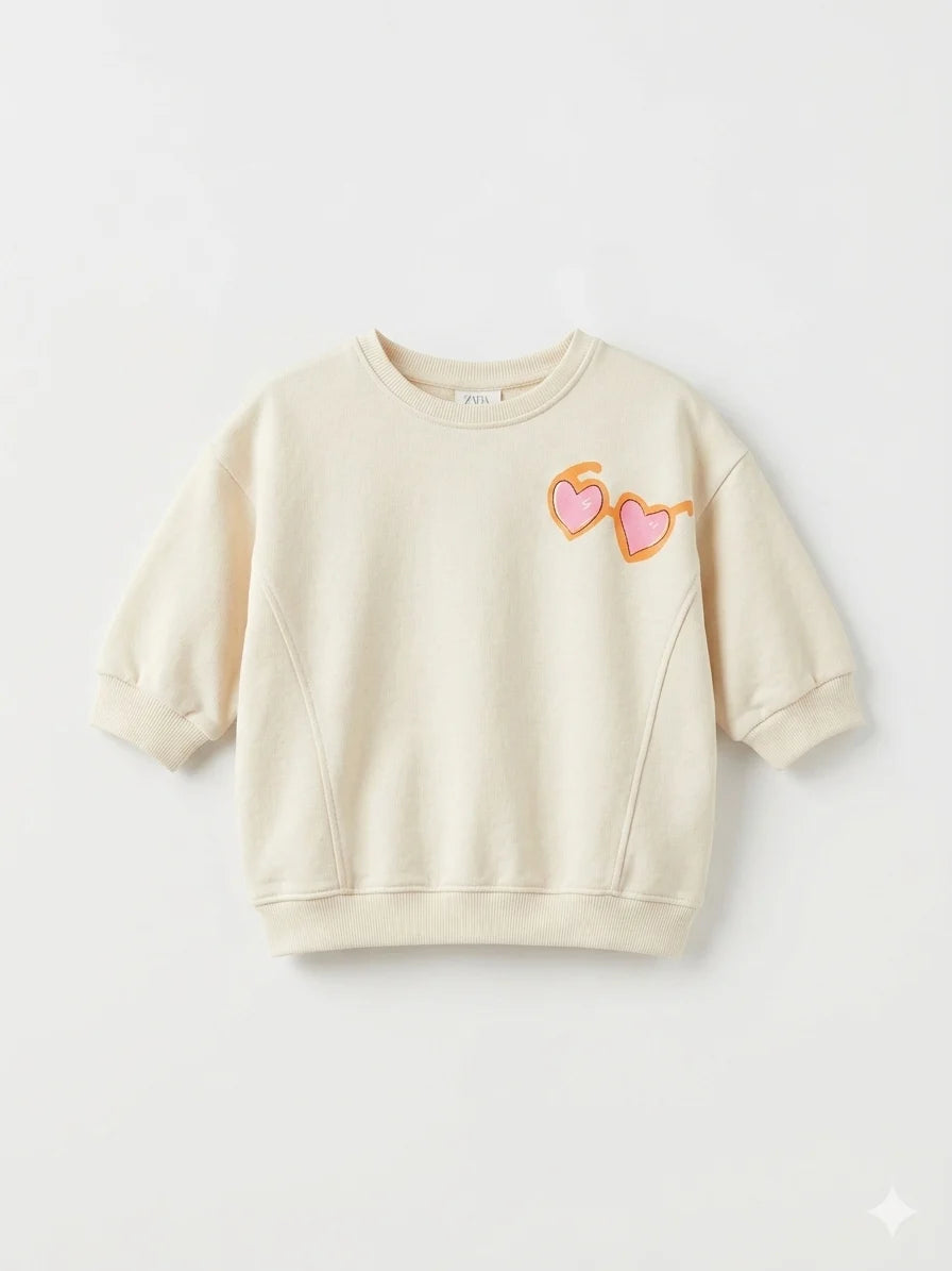 Zara Girl's Beige Printed Sweatshirt | Zara In Lebanon